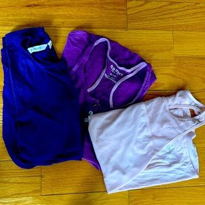 3 workout tops. Purple n pink bundles